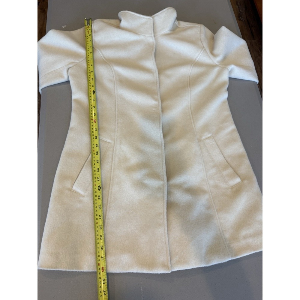 Isaac Mizrahi Womens Floral Lined Pea Coat Size 10 Cream Preppy Classic Timeless - Picture 13 of 13
